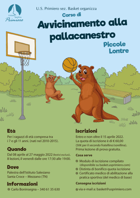 Locandina del corso di avvicinamento alla pallacanestro primavera 2022